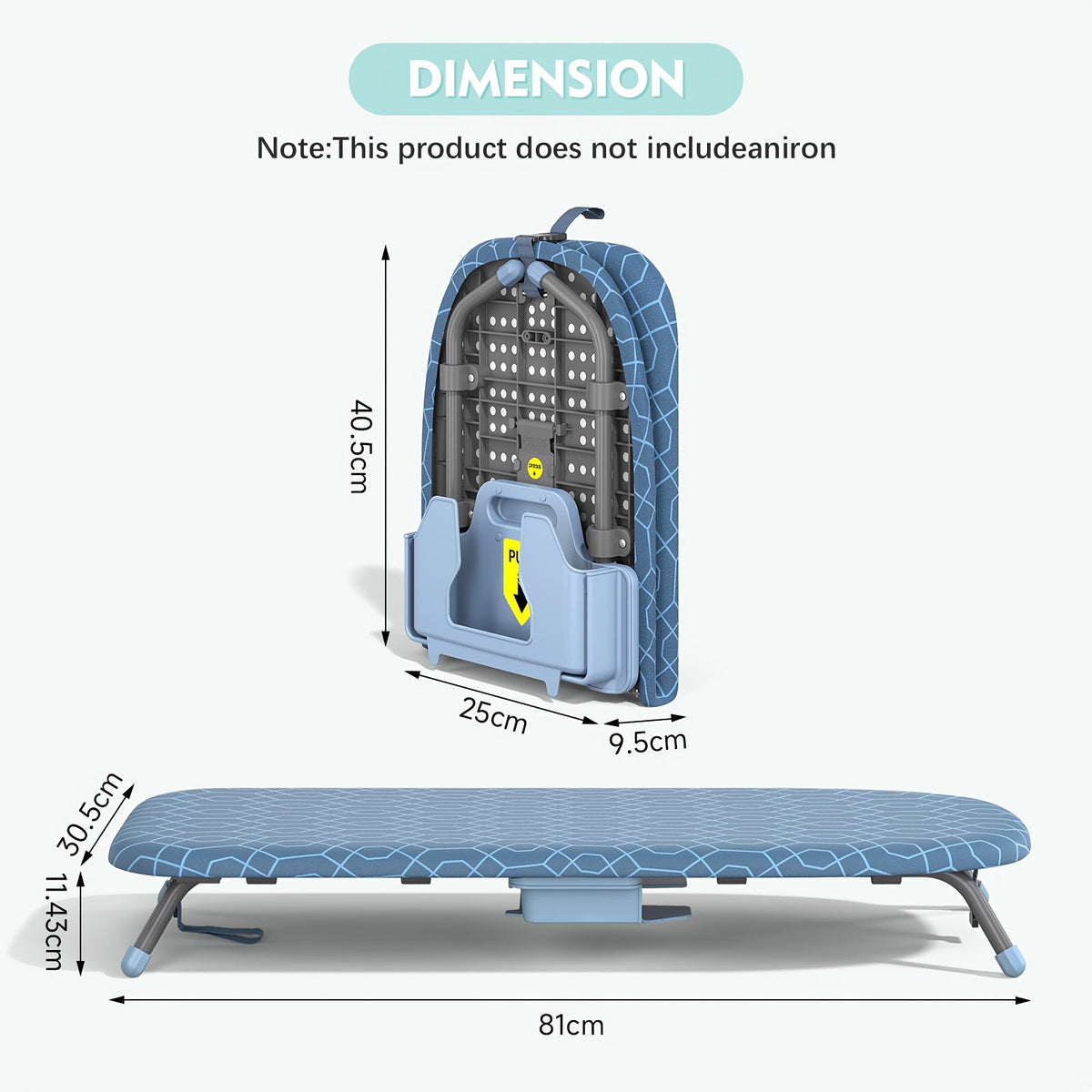 Portable Tabletop Ironing Board with Holder 2 Heat Resistant Covers & Non-Slip Feet for Home & Travel – Gift Gray Beige Blue Pink Black
