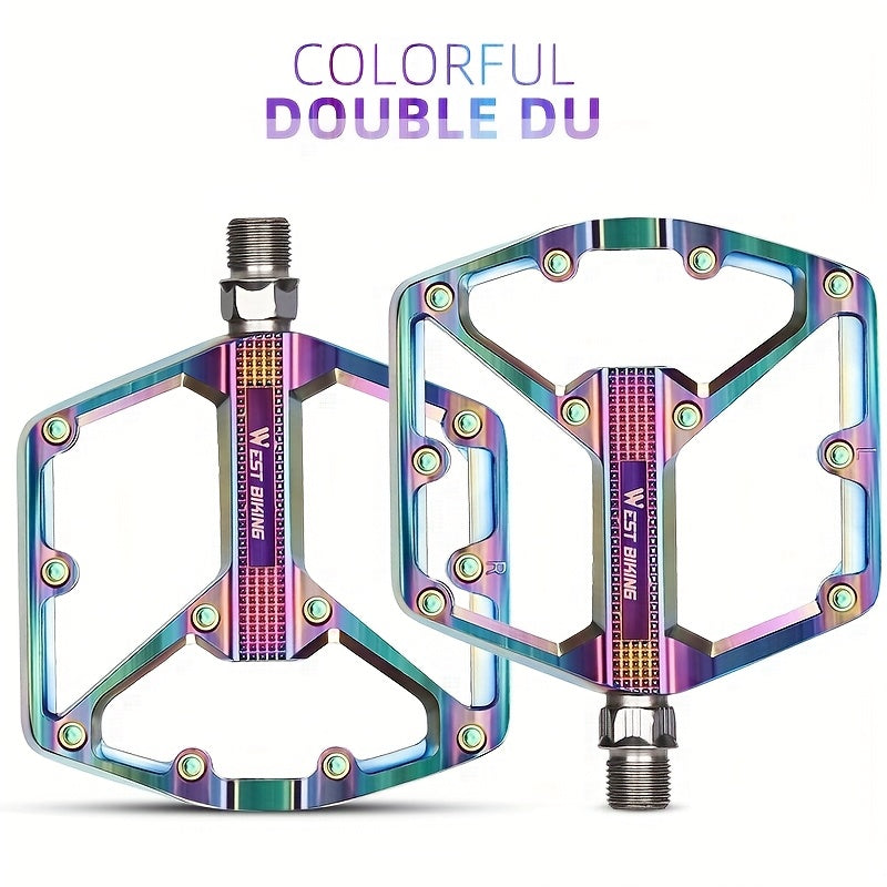 Aluminum Alloy Bike Pedals, 3 Bearings, Non-Slip, Lightweight Bicycle Pedals with Hexagonal Sleeve for Mountain Bikes & Road Bikes – Easy Install, Durable Multi-Color Cycling Accessories, 1 Pair