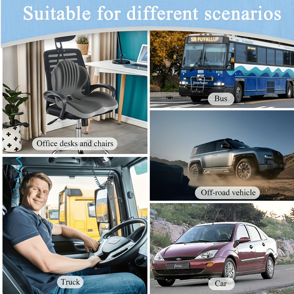 Ergonomic Memory Foam Seat Cushion with Back Support & Breathable Hollow Design – Comfortable Coccyx Cushion for Office Chair, Car Seat, and Long-Term Sitting, Unisex