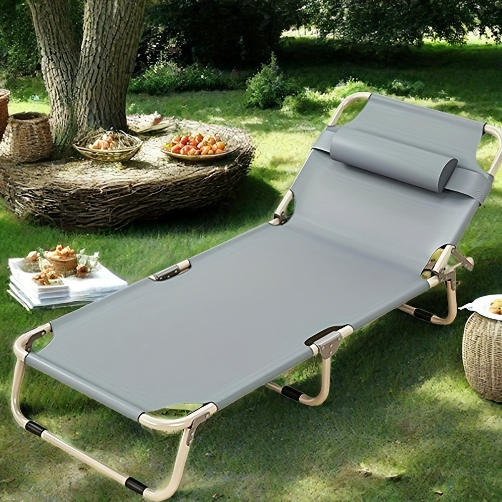 1200D Folding Camping Bed – Portable Outdoor Sleeping Cot Without Mattress for Camping, Beach, Patio, Sunbathing, and Poolside, Durable Oxford Fabric, Easy Setup, Gray
