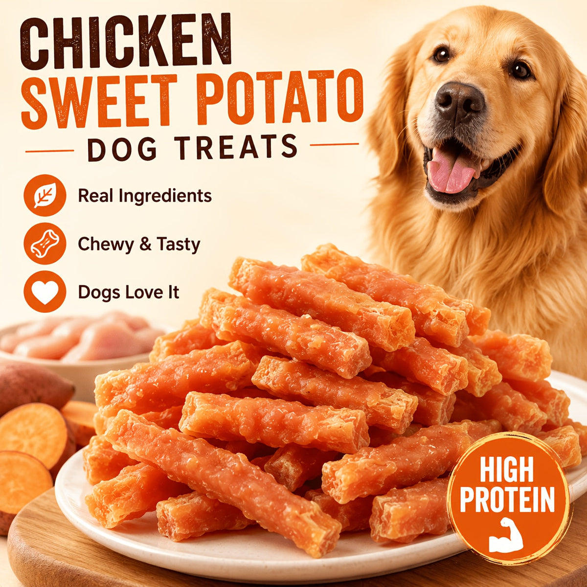 High Protein Dog Treats Combo Pack – Duck Jerky & Egg Yolk Roll & Chicken & Yolk Thin Slices, Healthy Chewy Training Reward Treats for Dogs, Easy to Digest, Natural Ingredients