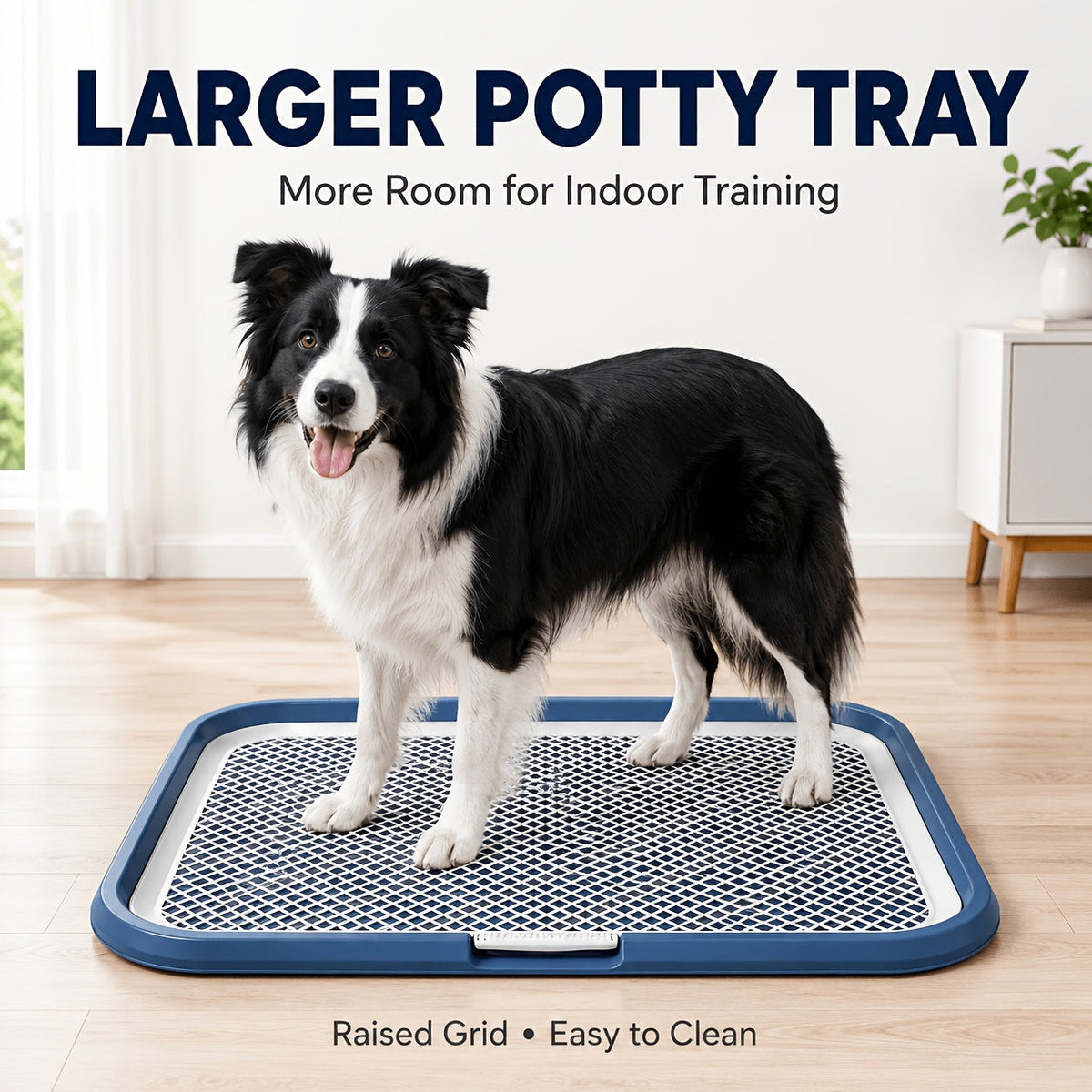 Dog Potty Tray Leak-Proof Indoor Puppy Toilet with Removable Grate, Washable Pee Pad Holder for Apartment Puppy Training, Pet Potty Station for Small to Medium Dogs