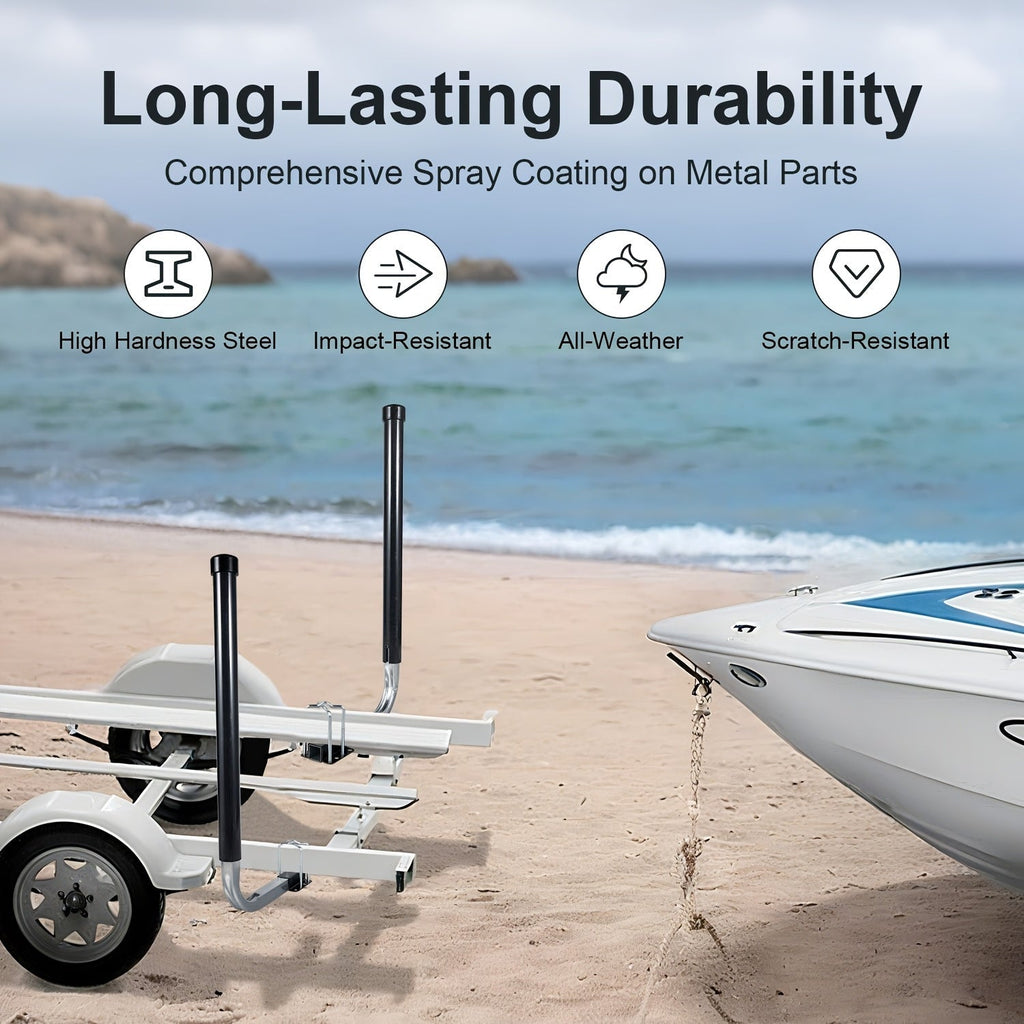 Adjustable Boat Trailer Guide Poles 31"-60" L-Shaped Galvanized Stainless Steel with Black PVC Pipes - Trailer Guide-Ons for Ski Boat, Fishing Boat & Sailboat Trailer
