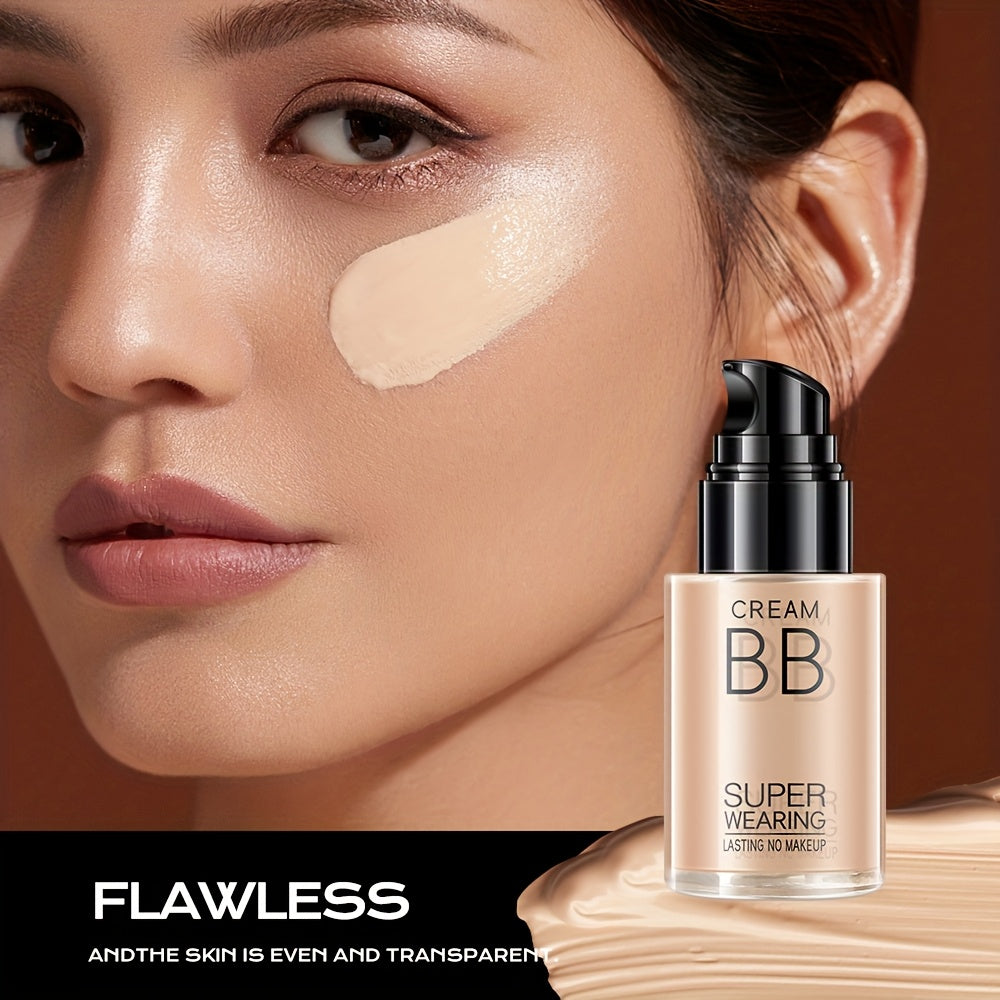 Flawless BB Cream Foundation - Moisturizing, Primer & Concealer - Super Long-Lasting, Perfect Coverage & Natural Look - Ivory White, Light Skin & Natural Color