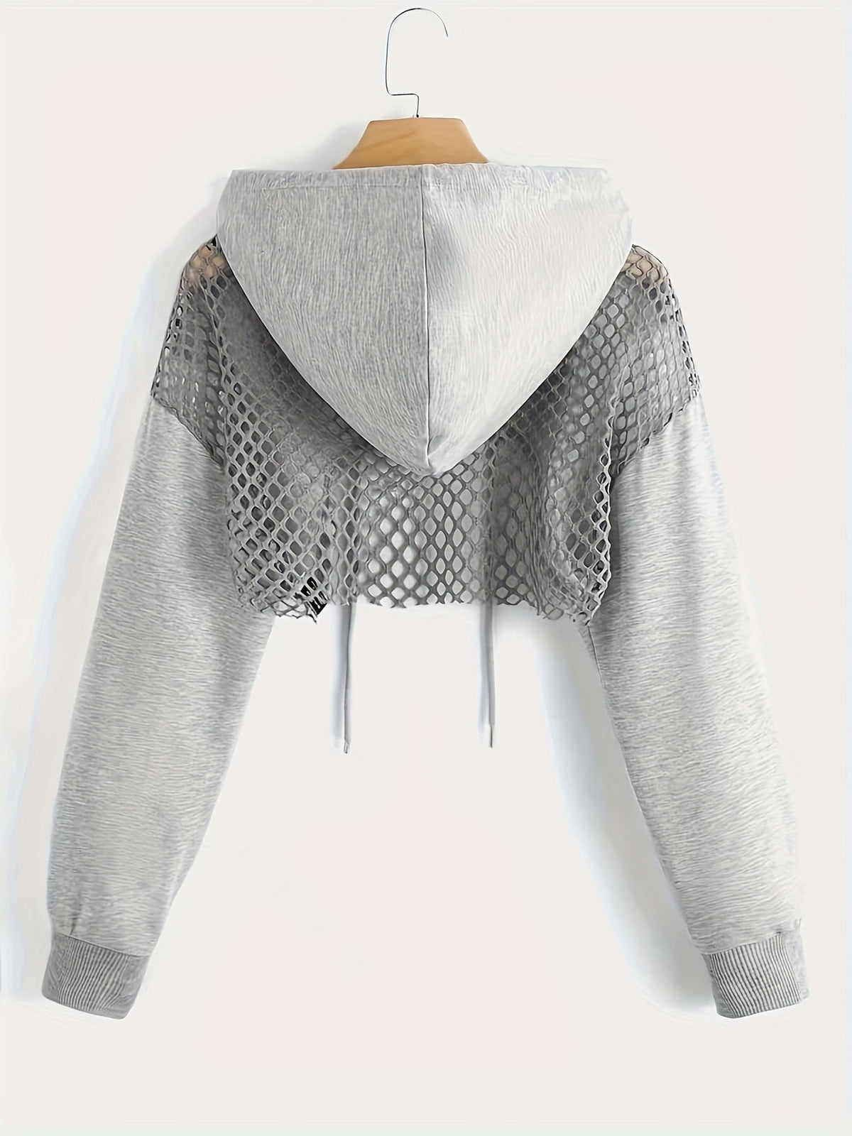Y2K Women's Long Sleeve Crop Hooded Sweatshirt, Casual Streetwear Pullover with Drawstring Hood, Black, XS S M L XL XXL
