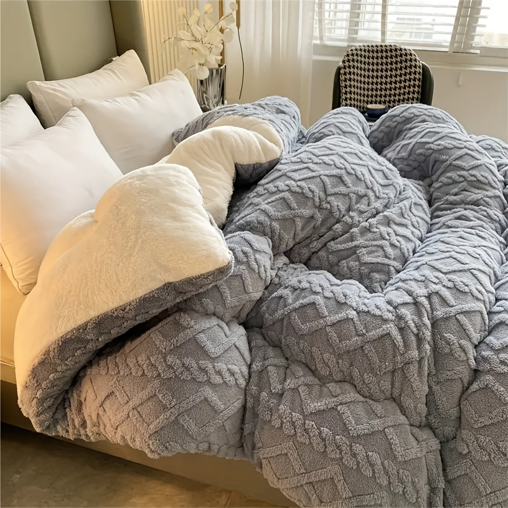 Luxurious Taffeta Comforter - Soft, Thick & Warm, All-Season, Machine Washable - Twin, Full, Queen & King - Kids Bedroom, Guest Room & Hotel - Elegant Gray & Sapphire Blue