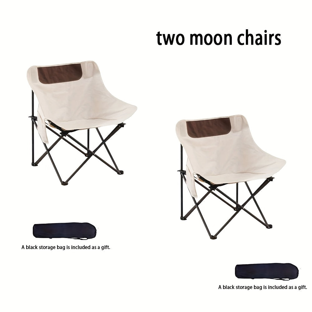 Portable Folding Moon Chair and Table Set, 2/3/5 Pieces, with Storage Bag for Beach, Camping, Fishing, Family BBQ, Picnic, Outdoor Hiking, Courtyard, Black/White