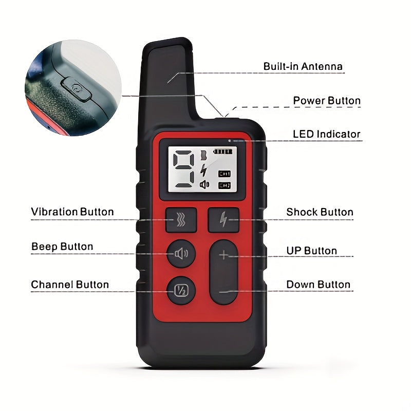 9-Level Remote Dog Training Collar – Rechargeable E-Collar with Shock, Vibration & Tone Modes, 500M Range, Adjustable for Small, Medium, and Large Dogs, Safe Electronic Bark Control