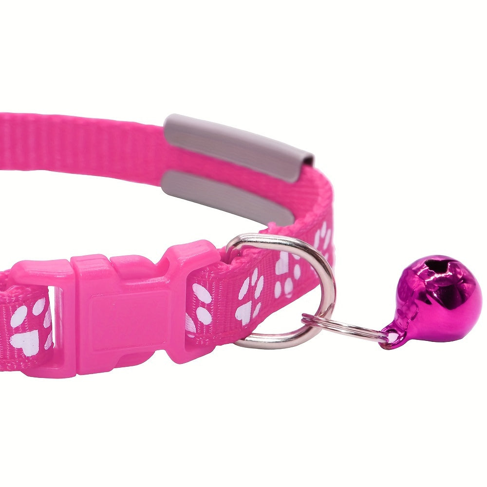 Personalized Adjustable Dog & Cat Collar with Paw Print Design - Colorful Customized Pet ID Tag Collar, Stylish and Safe Breakaway Collar for Small, Medium, and Large Pets, Christmas Gift