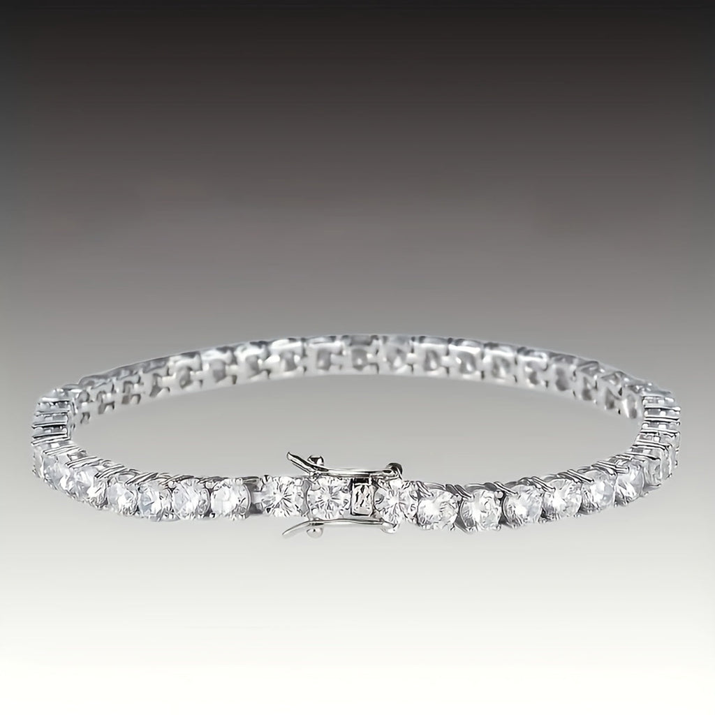 925 Sterling Silver Tennis Bracelet with Lab-Grown Cubic Zirconia – Round Cut, Unisex for Women & Men, 5 Sizes 6.5 to 8.5 Inches – Elegant Jewelry Gift