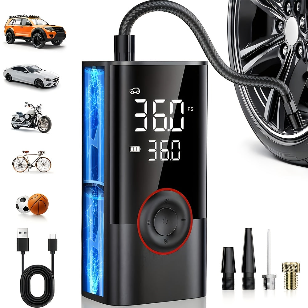 150PSI Cordless Digital Tire Inflator with Protective Case – Portable Air Compressor Pump for Cars, Motorcycles, Bikes, SUVs, and Trucks, Auto Emergency Kit, Gift for Men & Dad