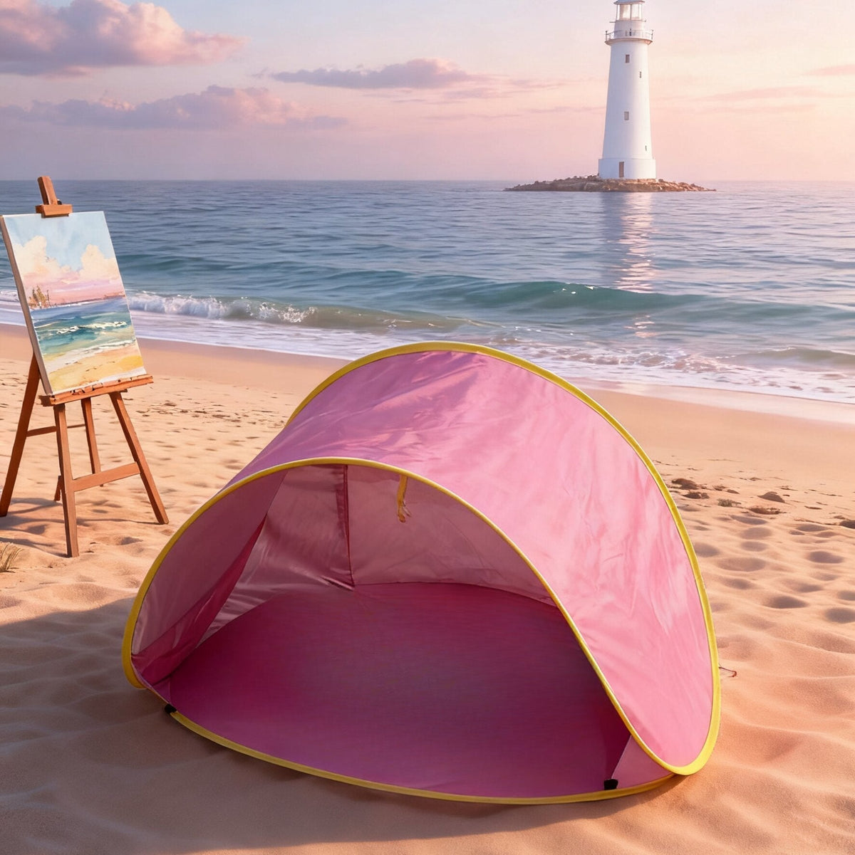 Portable Pop-Up Beach Sun Shade Tent – Quick Setup UV Protection Sun Shelter, Lightweight (Under 50g/m²) for Beach, Hiking, Camping, Family Outdoor Travel, Sun Umbrella Canopy