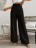 Women's High-Waist Elegant Solid Color Pants, Smooth and Slightly Stretchy Trousers - Casual Chic Machine-Washable Bottoms for Spring, Summer, Fall, Office, and Daily Wear