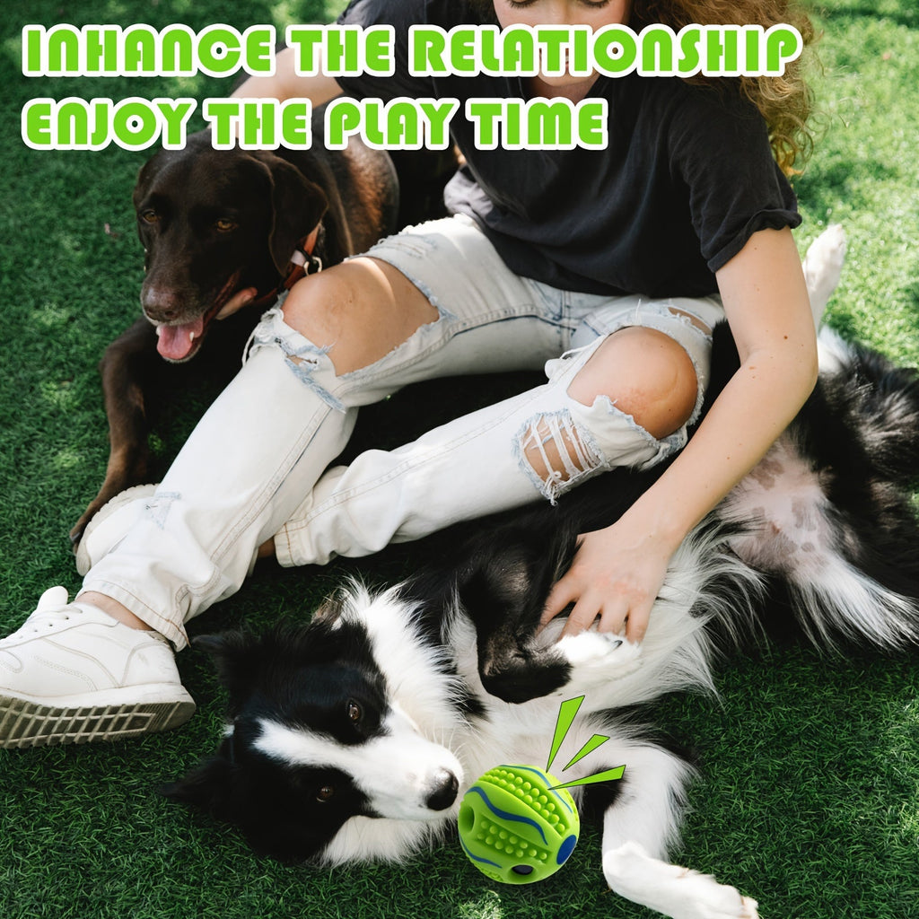 Spiky Rolling Sound Ball Dog Toy 3.94" - Interactive Funny Sound Teeth Cleaning Herding Ball, Training Play Toy for Medium and Large Dogs, Durable Rubber Sensory Ball with Squeaky Noise