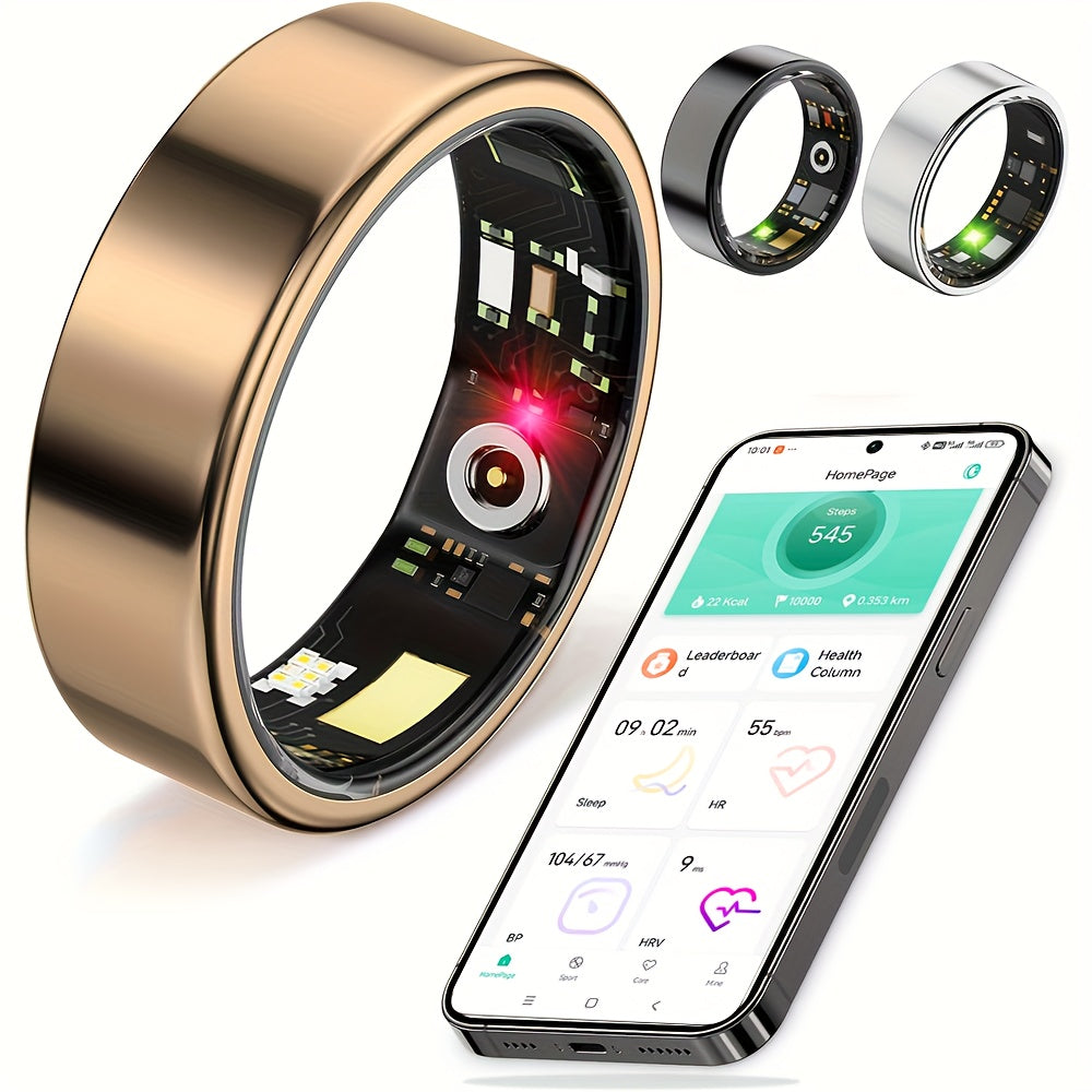 Smart Ring for Women – Fitness Tracker with Heart Rate, Sleep Monitor, Stress & Menstrual Tracking, 100+ Sports Modes, IP68 Waterproof, No Subscription, Compatible with iPhone & Android