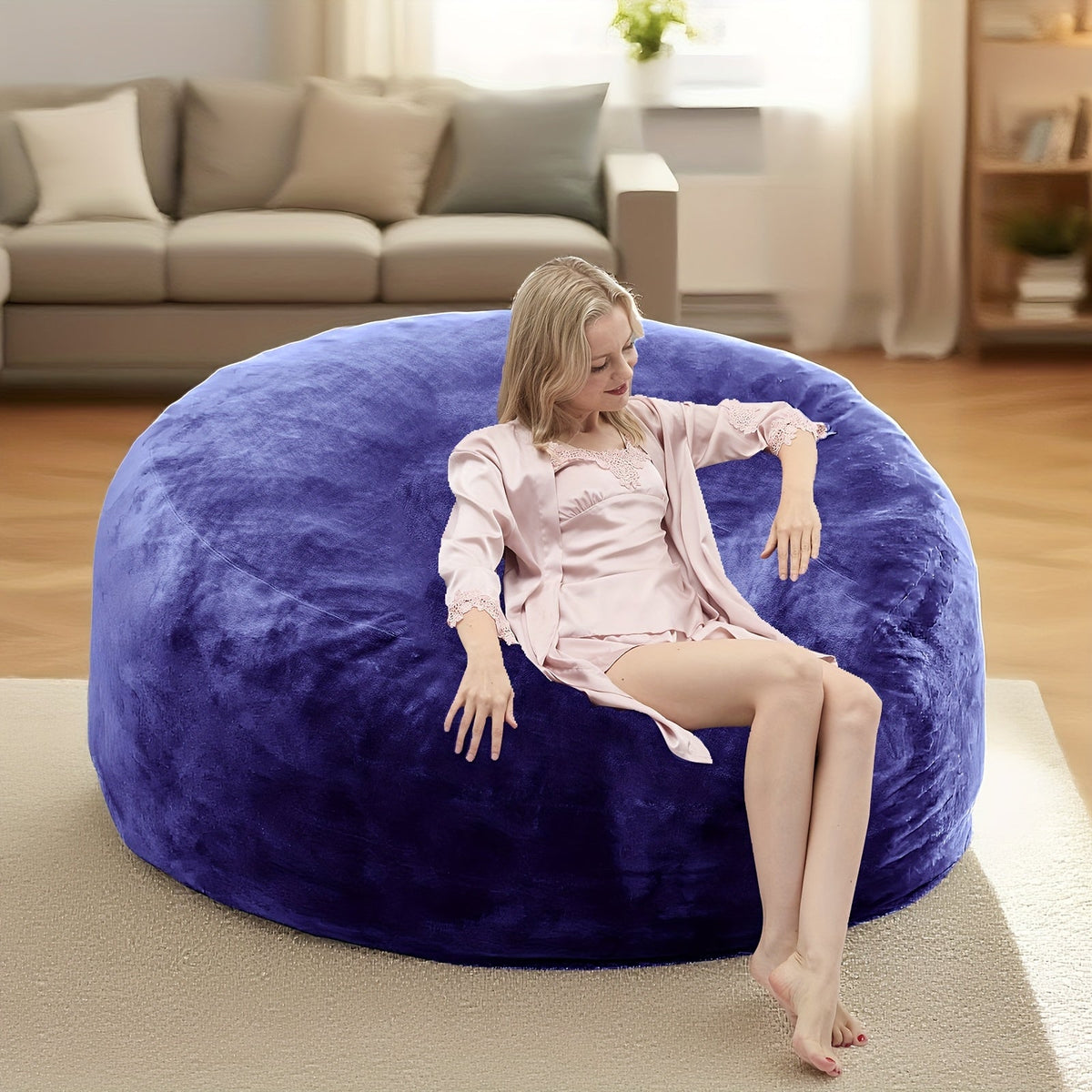 Giant Memory Foam Bean Bag Chair for Adults – Dutch Velvet Cover in 8 Colors & 3 Sizes (3ft 4ft 5ft) for Living Room Bedroom Lounge