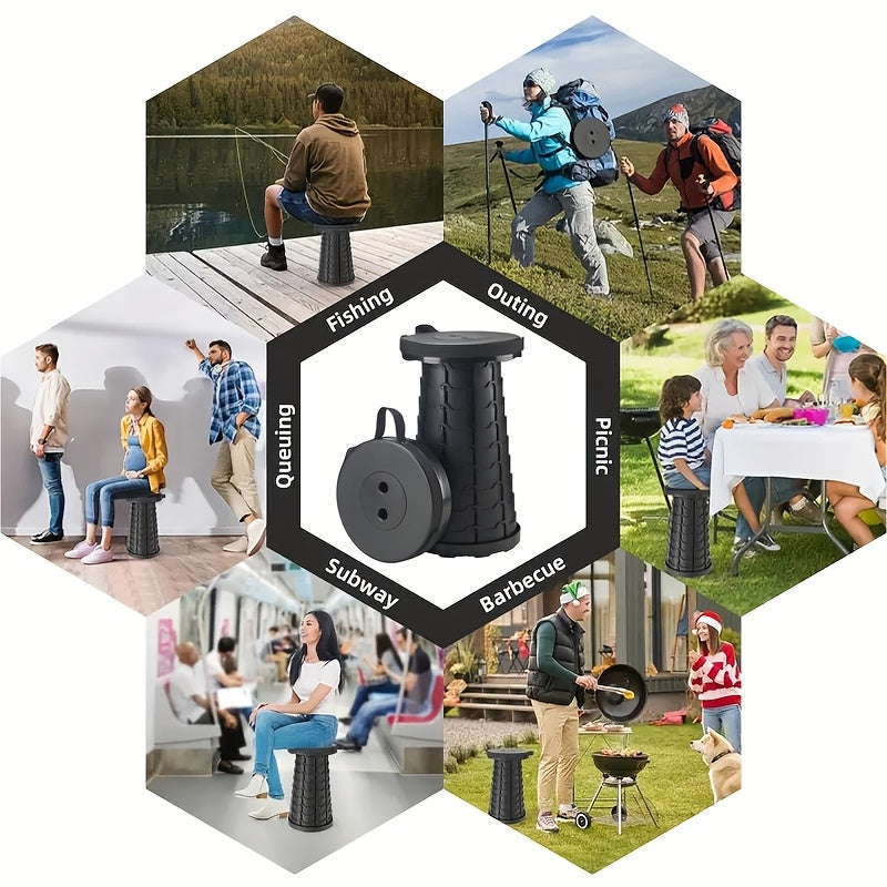 Collapsible Folding Stool 2-Pack, Portable Lightweight 400LB Capacity - Retractable Seat for Camping, Fishing, Hiking, Kitchen, BBQ, Indoor and Outdoor Use