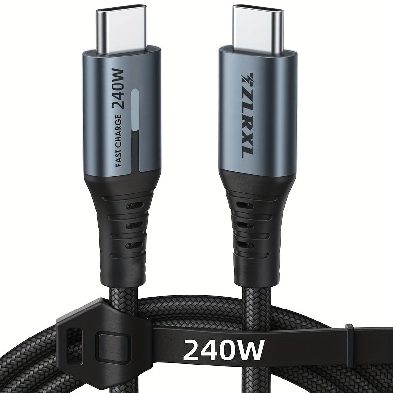 240W USB-C to USB-C Cable - Ultra-Fast Charging & High-Speed Data Transfer - Nylon Braided - 1m & 2m - For Samsung, iPhone 15/16, MacBook & iPad - 5 Colors