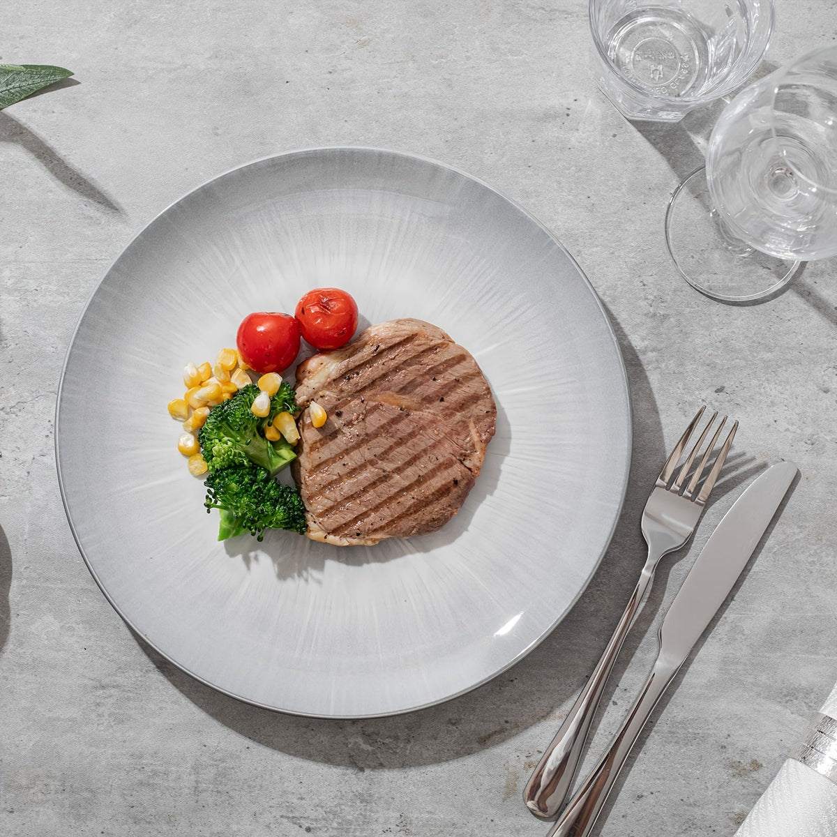 Kingstone 12-Piece Porcelain Dinnerware Set Service for 4 Hand-Painted Round Plates & Bowls Microwave & Dishwasher Safe – Holiday Christmas Gift