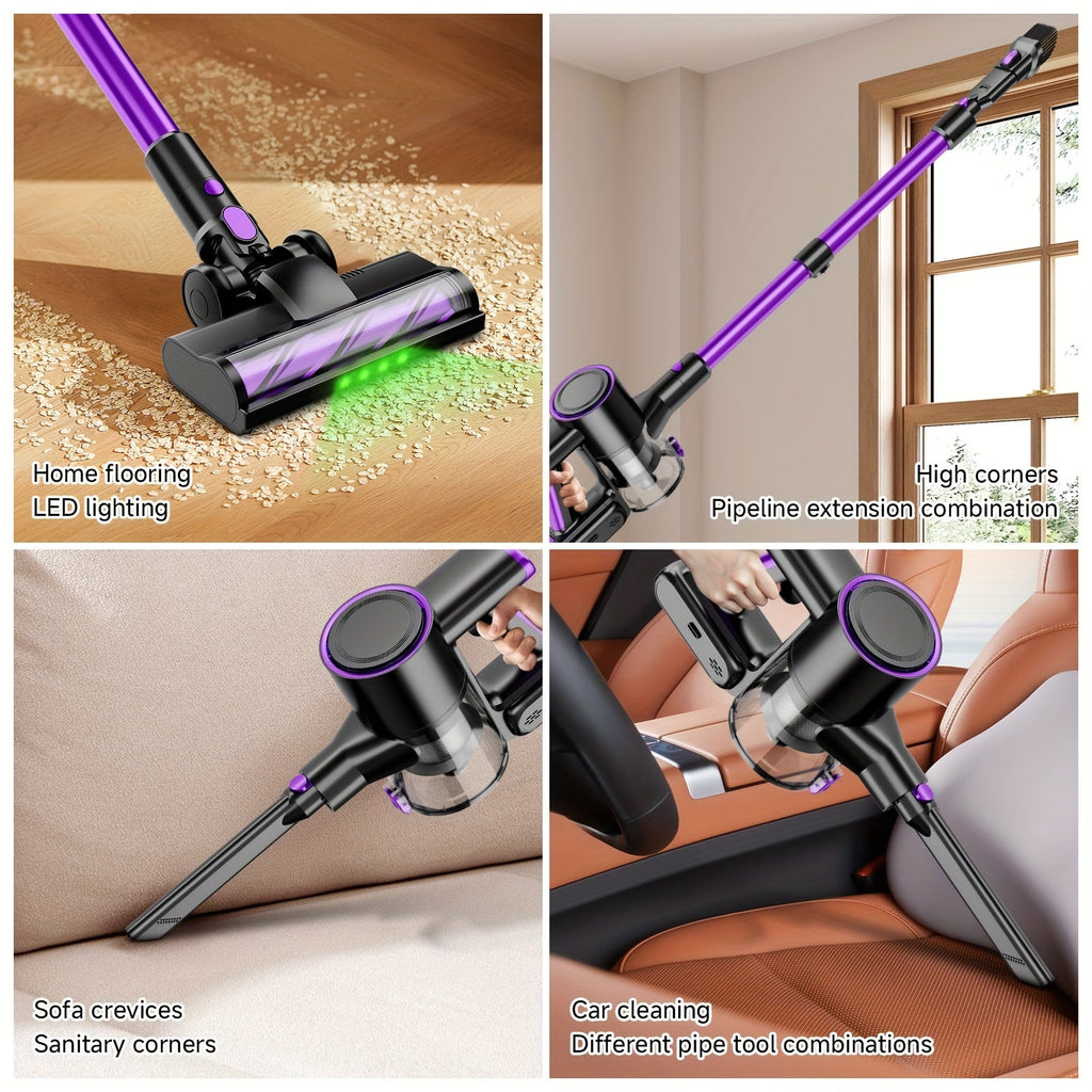 Wired & Wireless Cordless Stick Vacuum Cleaner - 55–70 KPa, 3-Speed, 45-Min Battery, Detachable Battery, LED Floor Brush - Pet Hair, Carpet & Hard Floor - Lightweight Handheld