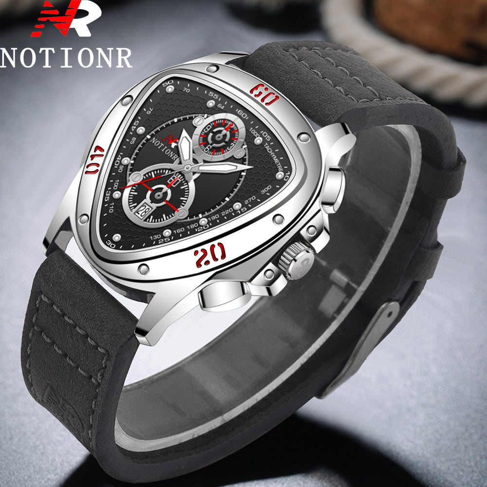 2pcs Men's Watch Set: Sports Triangle Dial Silicone Strap and Retro Square Dial Quartz Watch with Date Display, Casual Dress Watches for Valentine's Day or Father's Day Gift