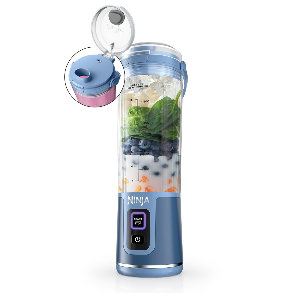 Ninja BC151NV Blast Portable Blender 18 Oz Cordless USB-C Rechargeable BlastBlade Sip Lid Carry Handle BPA Free Dishwasher Safe for Shakes & Smoothies – 6 Colors