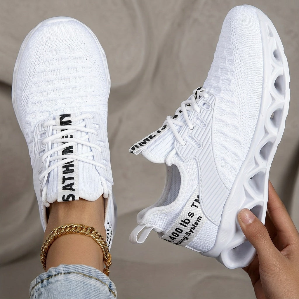 Women's Lightweight Breathable Mesh Thick-Sole Lace-Up Sneakers - Slip-On Casual Walking, Running, and Tennis Shoes, Available in 7 Colors, Sizes US 6-12.5, Trendy Versatile Workout Footwear