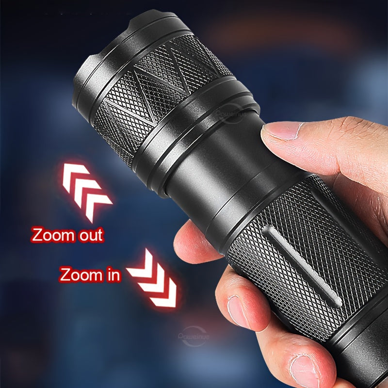 30W Tactical Flashlight - Aviation Aluminum, Type-C Rechargeable, Built-In 3×18650 Battery, 8-Hour Runtime, 5 Modes (High/Medium/Low/Strobe/SOS) - Hunting, Patrol & Search & Rescue - Black