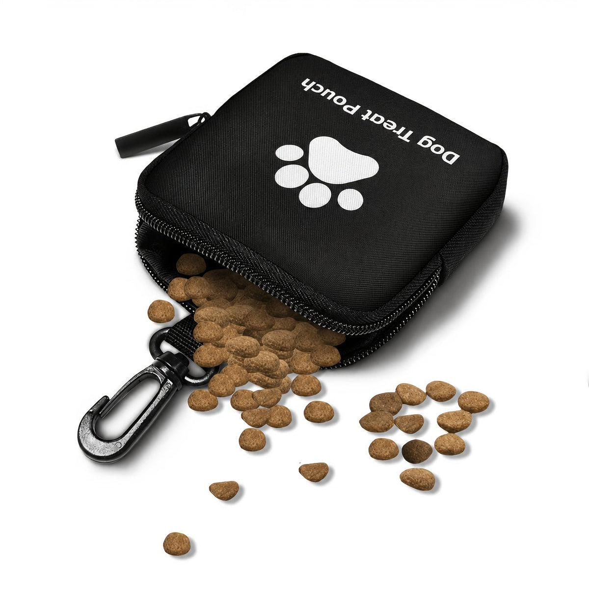 Dog Training Treat Pouch with Zipper - Portable Pet Snack Bag for Outdoor Walks, Training, and Travel, Hands-Free Dog Treat Bag with Belt Clip, 4 Colors: Black, Purple, Blue, Red
