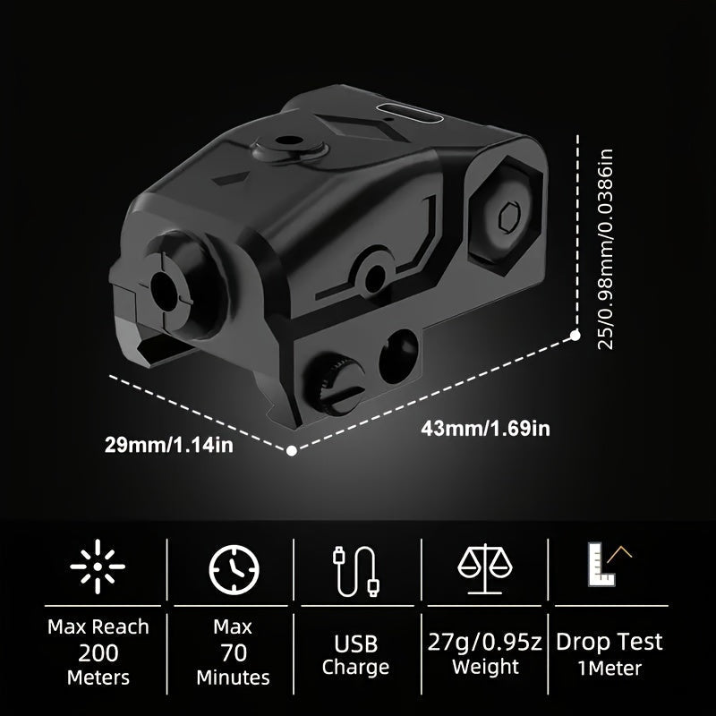 USB-C Rechargeable Laser Sight for Picatinny Rail – Green & Red Laser Dot Sight with Tactical Flashlight Combo, Vibration-Resistant, Quick Adjust, for Handguns, Rifles, Hunting, and Competition