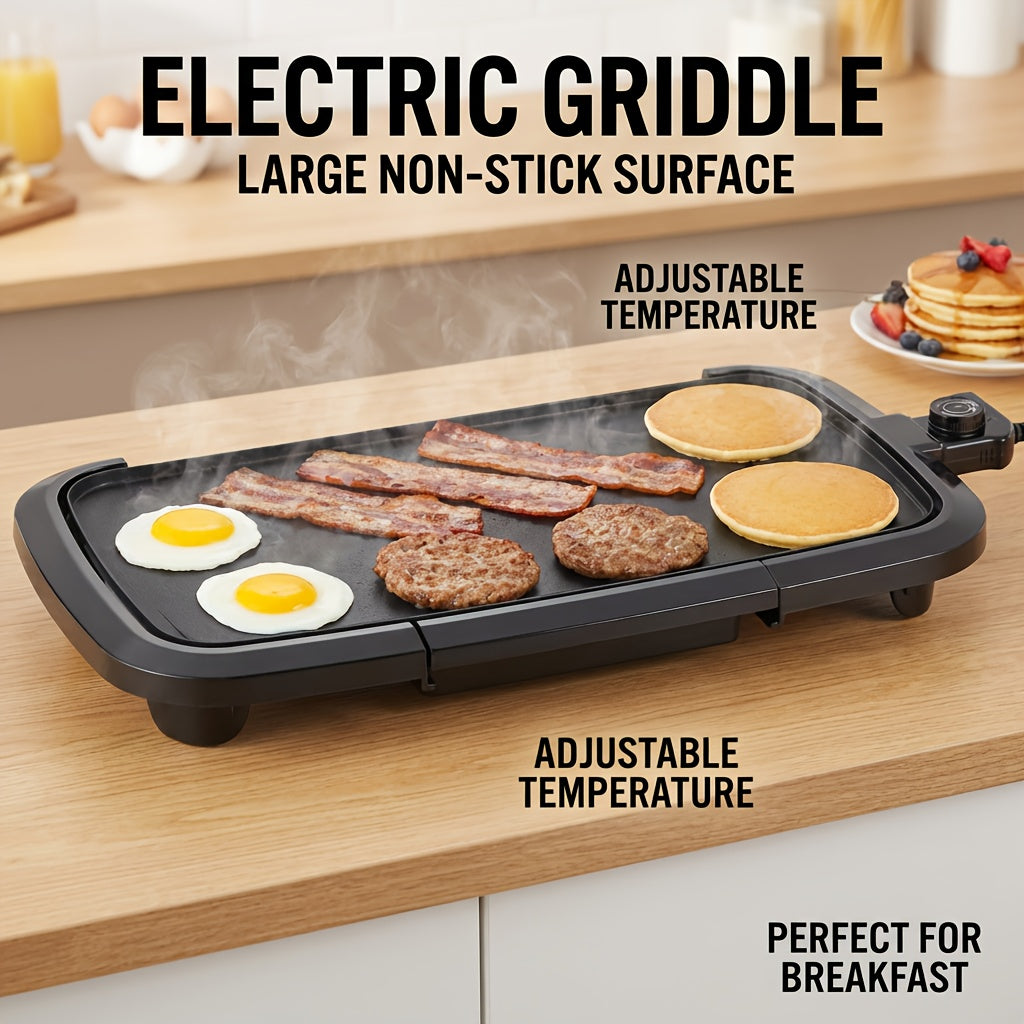 Large Nonstick Teppanyaki Electric Grill Pan & Griddle – Frying & Grilling All-in-One Breakfast Maker for Eggs Steaks Bacon Sausages Pancakes & Seafood Easy to Clean