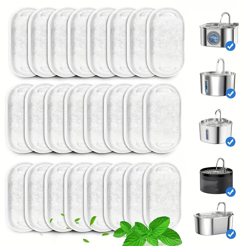 Cat Water Fountain Replacement Filters 12 or 24 Pack for 67oz/2L and 108oz/3.2L Stainless Steel Pet Water Dispensers, Easy to Install, Long-Lasting Filtration