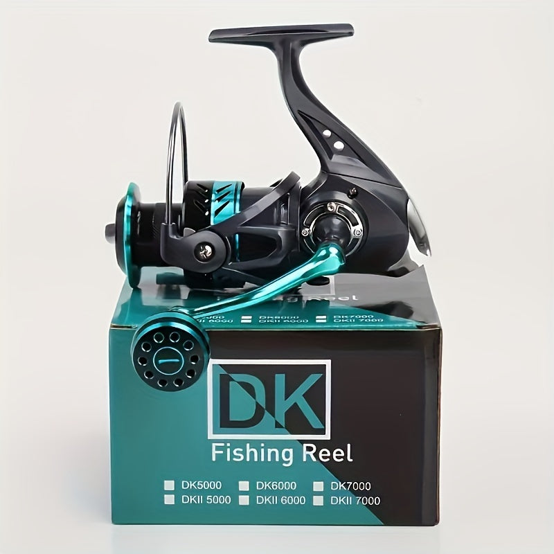 Spinning Fishing Reel DK1000-7000 – All-Metal Spherical Grip, 5.2:1 Gear Ratio, Large Drag Knob, High-Capacity Spool for Freshwater and Saltwater Bass and Carp Fishing