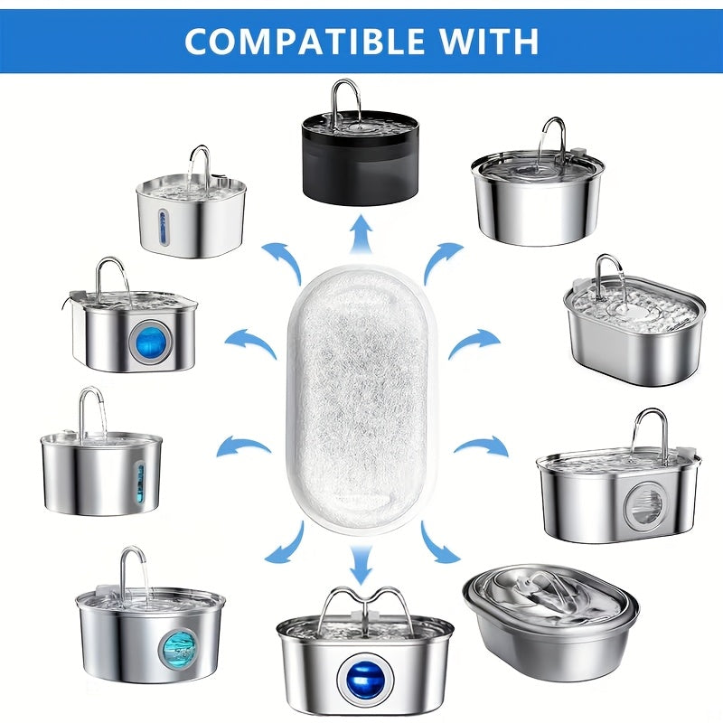 Cat Water Fountain Replacement Filters 12 or 24 Pack for 67oz/2L and 108oz/3.2L Stainless Steel Pet Water Dispensers, Easy to Install, Long-Lasting Filtration