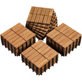Acacia Wood Interlocking Deck Tiles, Slat Design, Water-Resistant & Non-Slip – Easy Snap DIY Flooring for Patio, Deck, Garden, Balcony & Poolside, 10 or 27 Pack, Natural Wood or Black – Nova Mart
