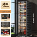 Foldable Transparent Shoe Cabinet 3/6/9 Tier, Magnetic Dust-Proof Doors, 62.5" Tall, No-Tool Assembly, Modular Stackable Shoe Storage Organizer for Entryway Closet Bedroom Dorm, Display Shoe Box