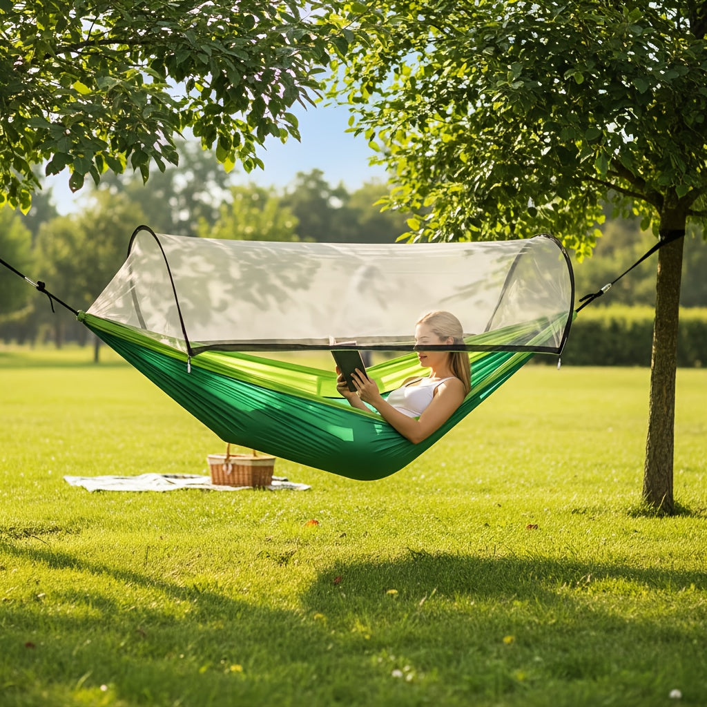 3-in-1 Double Camping Hammock with Mosquito Net and Sun Shade – Lightweight, Portable, and Durable; Ideal for Camping, Hiking, Backpacking, Picnicking, and Parks; 7 Color Options