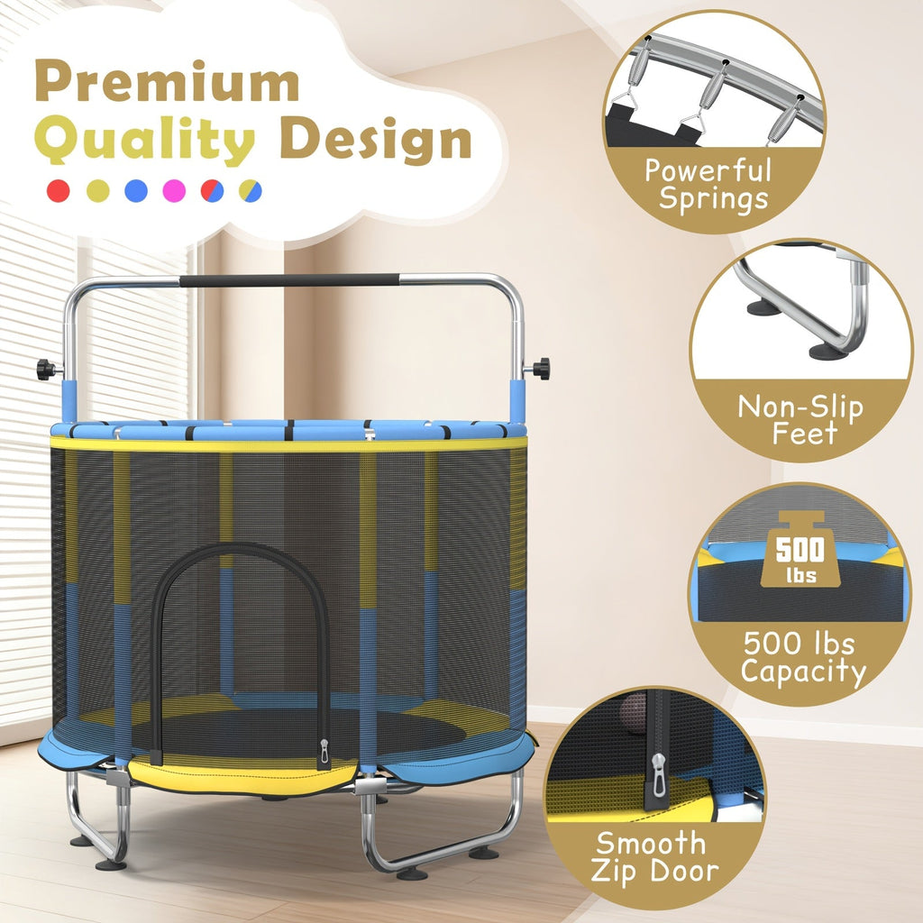 Kids & Adults Trampoline with Safety Enclosure Net, Multi-Functional Leisure Sports Trampoline, Indoor/Outdoor Backyard Jumping Mat, 6 Color Options, Fun Exercise Equipment for Family
