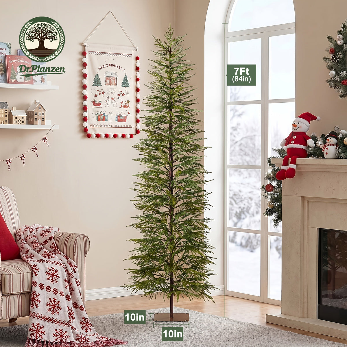 Artificial Norfolk Pine Pencil Christmas Tree, UV-Resistant Soft Real-Touch Leaves, Easy Assembly No Maintenance, Indoor Outdoor Porch Patio Living Room Holiday Decor, Pet-Friendly Faux Pine Tree