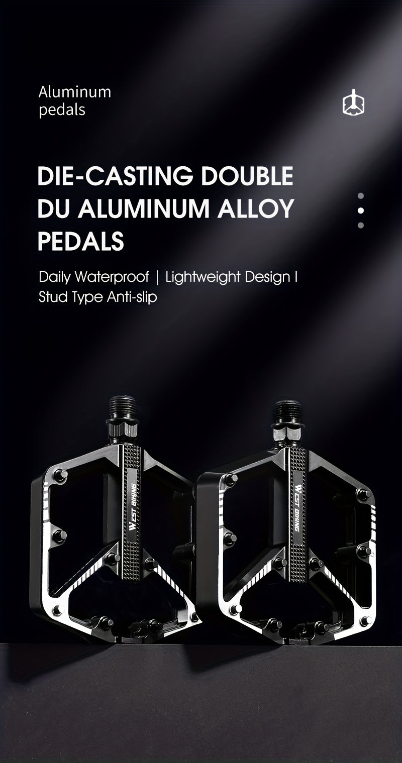 Aluminum Alloy Bike Pedals, 3 Bearings, Non-Slip, Lightweight Bicycle Pedals with Hexagonal Sleeve for Mountain Bikes & Road Bikes – Easy Install, Durable Multi-Color Cycling Accessories, 1 Pair