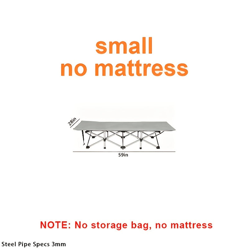 Portable Folding Bed & Camping Cot - 500, 600 & 700 lbs Capacity - Adult Guest Bed - Outdoor, Camping, Yard & Lunch Break - Black & Grey - With or Without Mattress