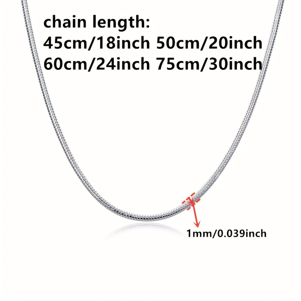 5-Piece 925 Silver Plated Snake Chain Necklace Set – 1mm Solid Bead Chain for Women & Men, Multiple Lengths 18-30 Inches, Layering Necklace Gift Set with Gift Bag