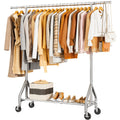 Heavy Duty Clothes Rack 70 Inch 450 LBS Rolling Metal Garment Rack – Portable Closet Wardrobe with Sturdy Wheels & Shelves for Hanging Clothes