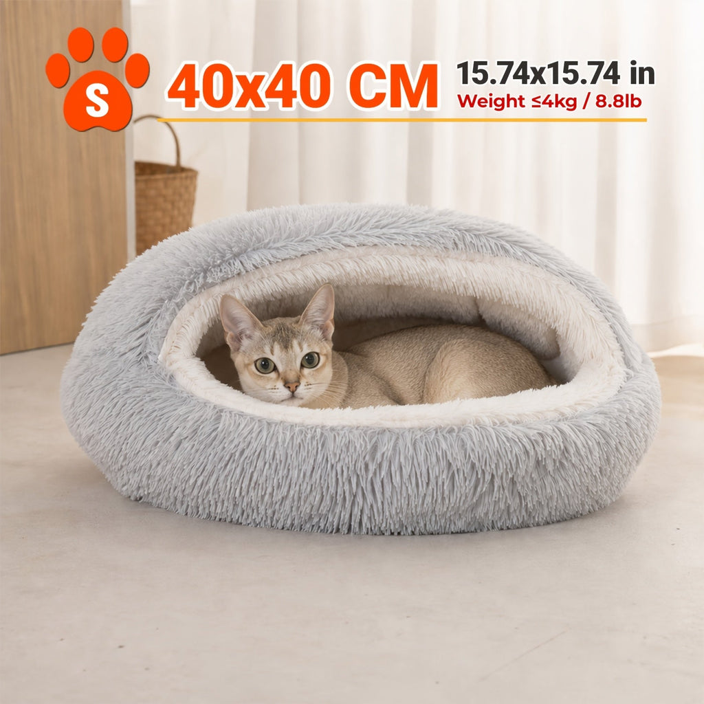 Shell-Shaped Pet Bed Semi-Enclosed Warming Nest – Upgraded Thickened Version 2.0 with Soft PP Sponge & Oxford Fabric, Cozy Winter Dog House for Cats & Puppies, Small Medium Large Indoor Pet Cave Bed
