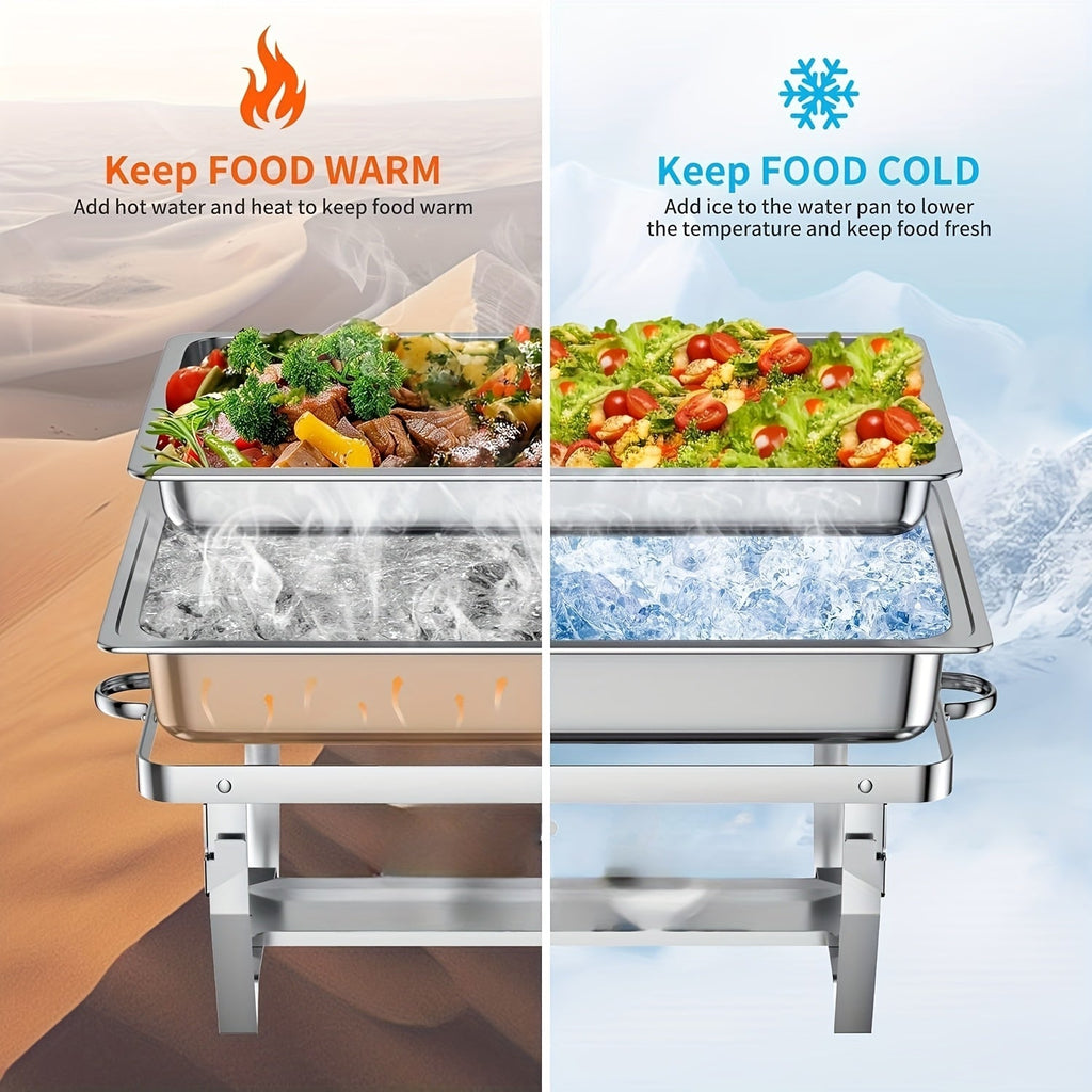 10 Qt Full-Size Stainless Steel Chafing Dish Buffet Set – Food Warmer with Lids Food Pans Water Pan & Fuel Holders for Catering Parties & Weddings (2-Pack, 4-Pack & 6-Pack)
