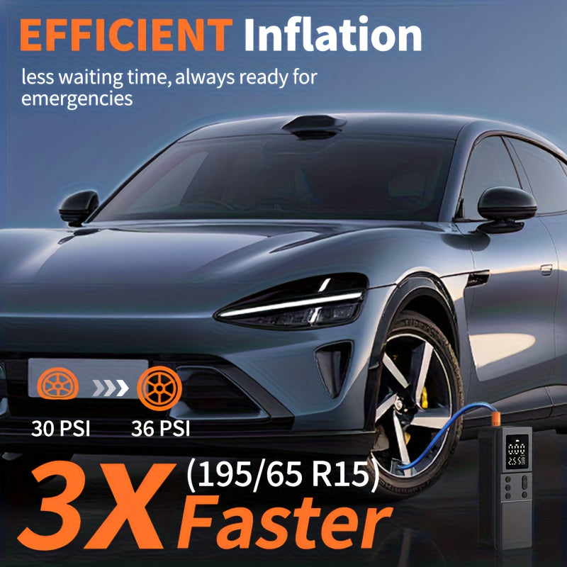Portable Tire Inflator Air Compressor Pump for Car Tires, Bicycles, Motorcycles & Balls, Digital Pressure Gauge, Auto Shut-Off, USB & Cigarette Lighter Versions Available