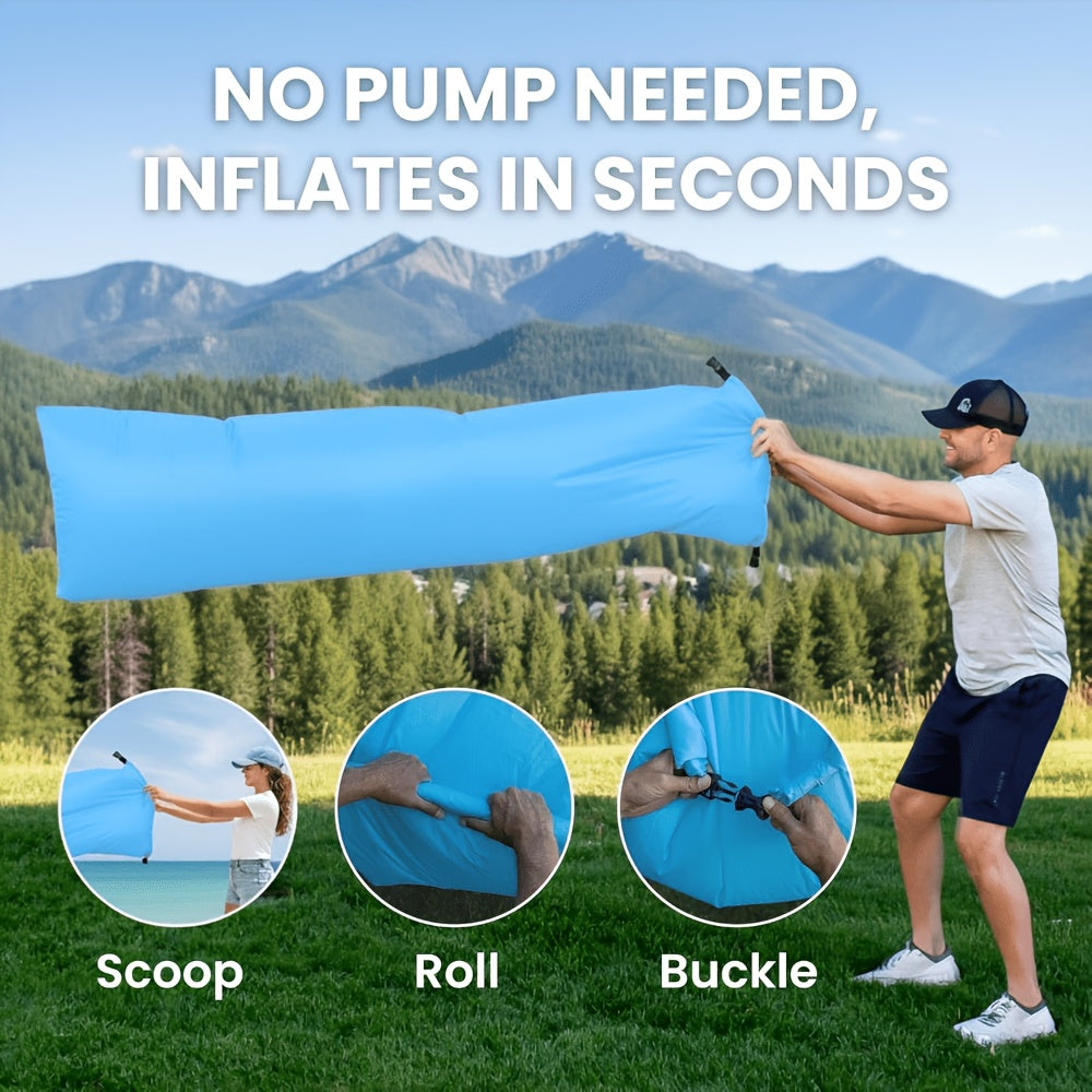Foldable Inflatable Sofa Lounge Chair, Portable Lazy Air Sofa for Camping, Beach, Music Festivals, Outdoor Gatherings, Quick Inflation, for Adults, Purple, Blue, Green, Black, Red, Yellow, Orange
