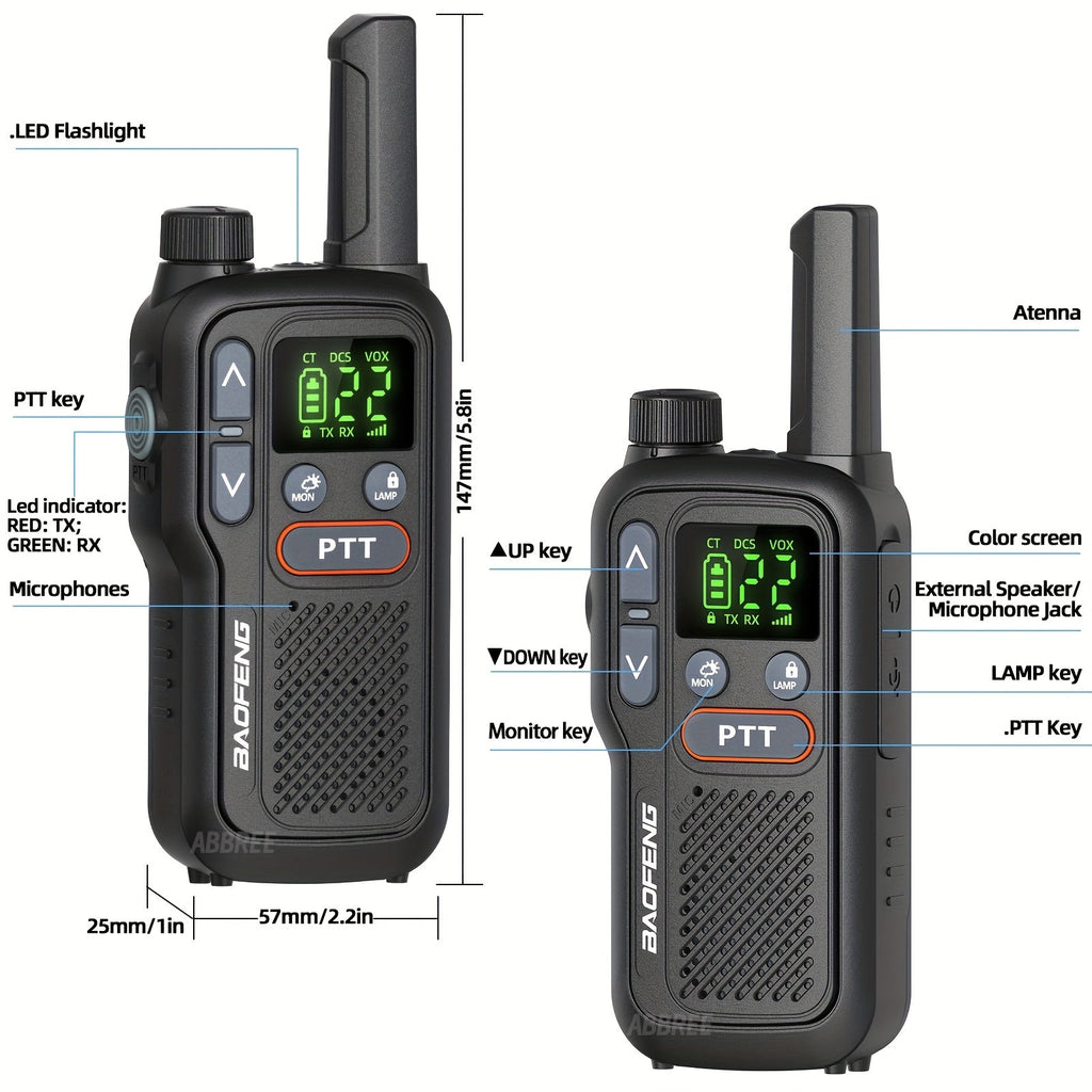 Baofeng BF-T18 Long Range Walkie Talkies for Adults – FRS Two-Way Radio with NOAA Weather Alert, VOX Hands-Free, 1500mAh USB-C Rechargeable, LED Flashlight for Hiking, Camping & Outdoor Adventures