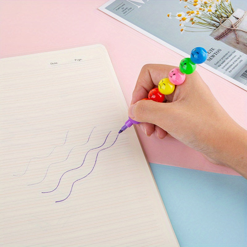 20pcs Cartoon Smiley Face Crayons for Kids - Cute Candy Gourd Shape Crayon Set for Students, Children's Painting Art Supplies, School Stationery Gift, Birthday Christmas Halloween Party Favor, Random Colors