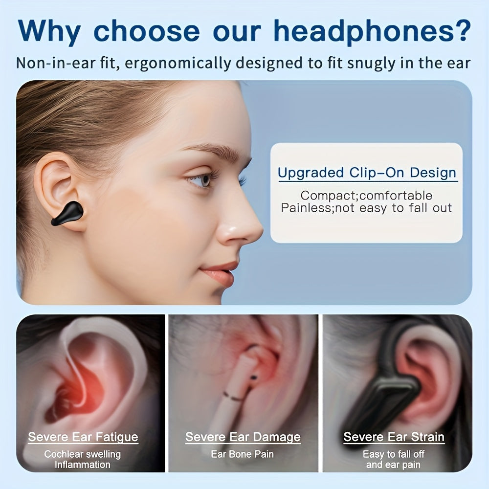 Open-Ear Wireless Earphones Bluetooth 5.4 TWS 360° Ambient Awareness ENC Clear Calls Touch Control All-Day Comfort Sport Fitness Earbuds Secure Fit Truly Open Design